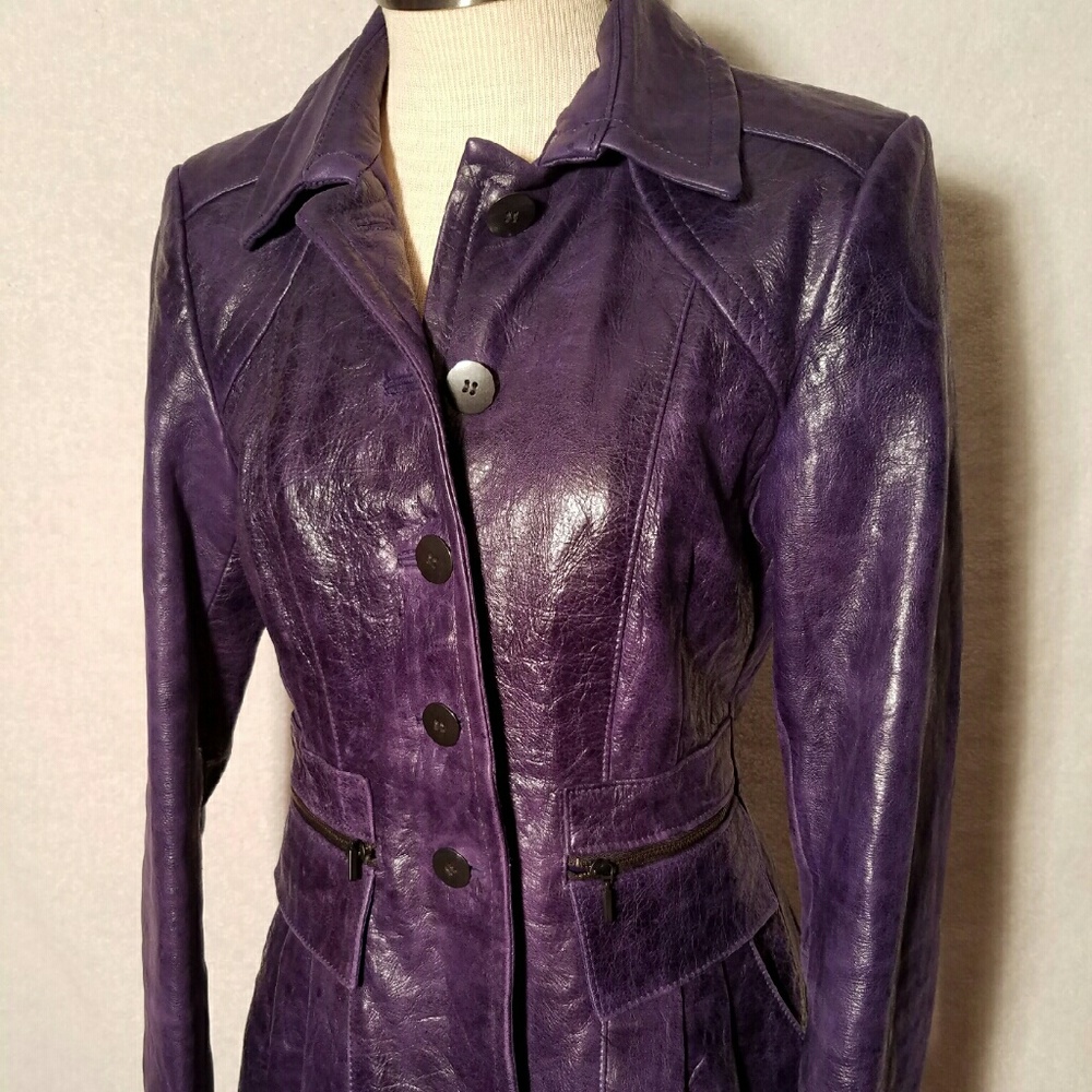 Nanette Lepore purple leather jacket